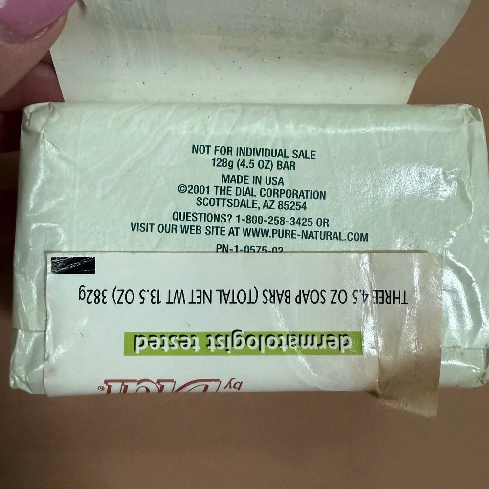 Vintage Dial Pure & Natural Soap 2 Bars Hypo-Allergenic 4.5oz Each 2001 USA Made